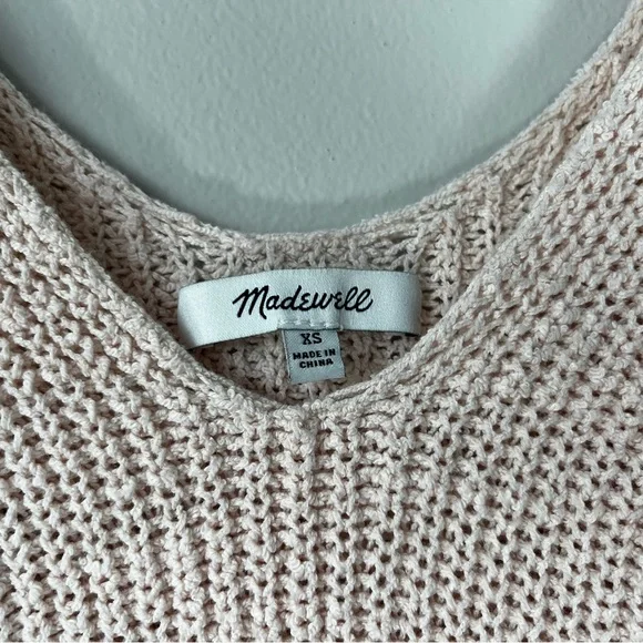 Madewell Women's XS Soft Pink Monterey Sweater V-Neck Tank Top Cotton Blend - Picture 4 of 11